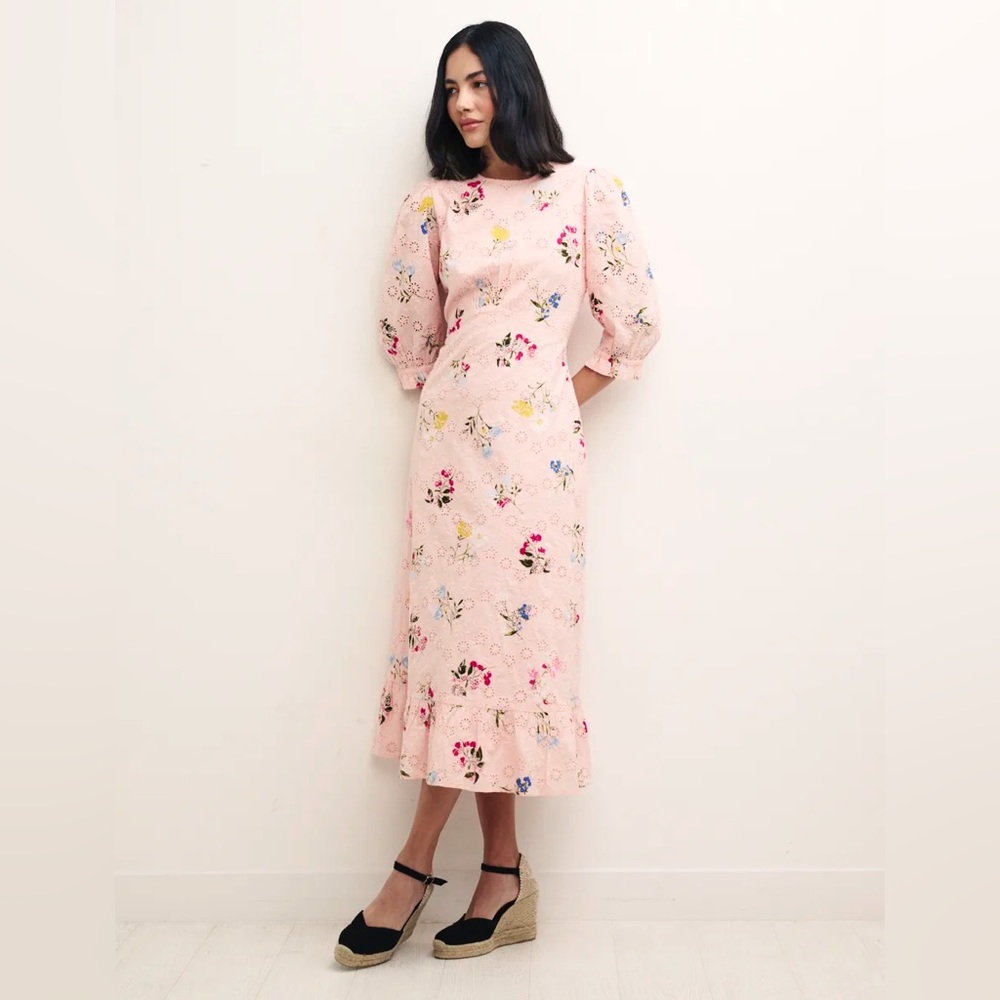 COPY - Nobody’s Child Pink Floral Selena Broderie Midi Dress